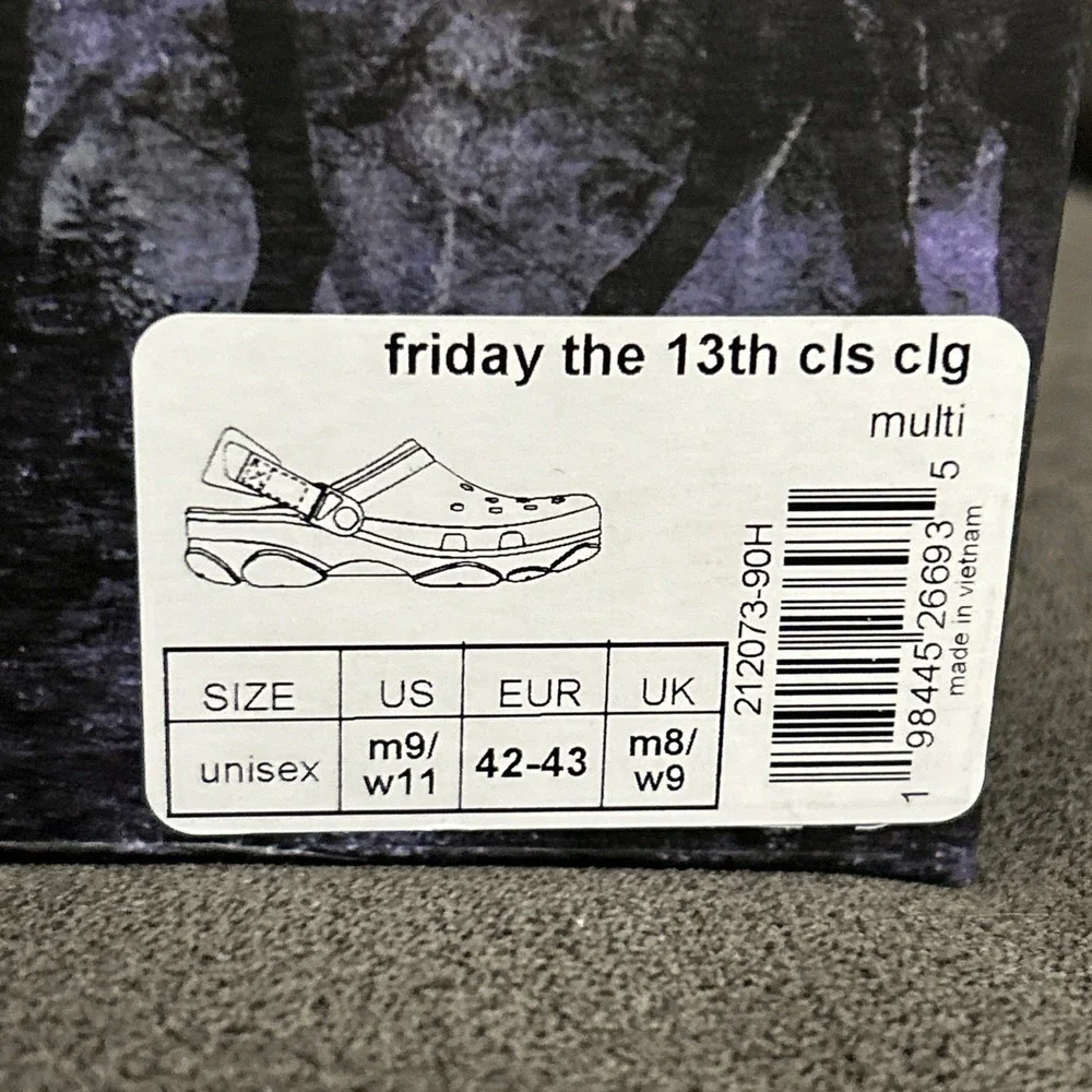 Crocs Friday The 13th Classic Clog Men 9 White Red Blood Jason Killer 212073-90H